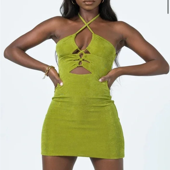 sachin and babi light blue dress Green bodycon halter dress princess polly, Women's Fashion, Dresses & Sets,  Dresses on Carousell main image 1